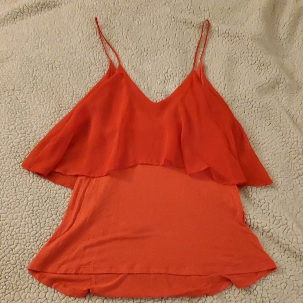 Bright Orange-Red Sparkle  and Fade Camisole, sz M